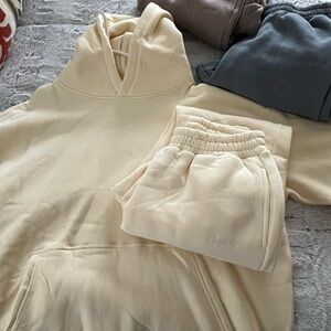 Cream Hoodie and Sweatpants Set